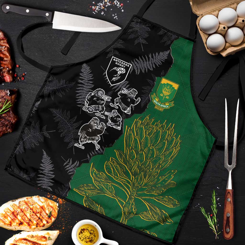 Aotearoa South Africa Rugby Freedom Cup Apron Kiwi Warriors Haka with King Protea Symbol - Polynesian Pride