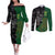 Custom Aotearoa South Africa Rugby Freedom Cup Couples Matching Off The Shoulder Long Sleeve Dress and Long Sleeve Button Shirt Kiwi Warriors Haka with King Protea Symbol - Polynesian Pride
