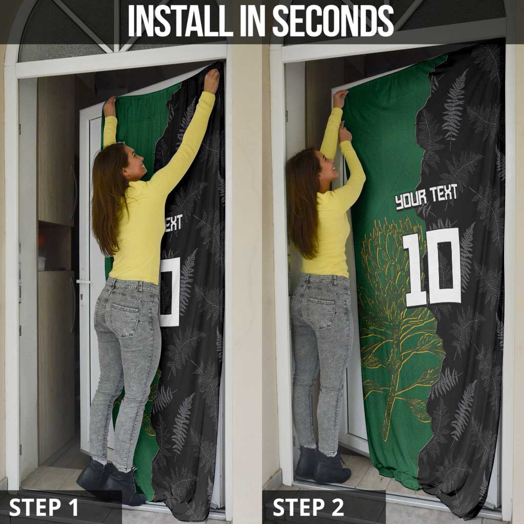 Custom Aotearoa South Africa Rugby Freedom Cup Door Cover Kiwi Warriors Haka with King Protea Symbol - Polynesian Pride