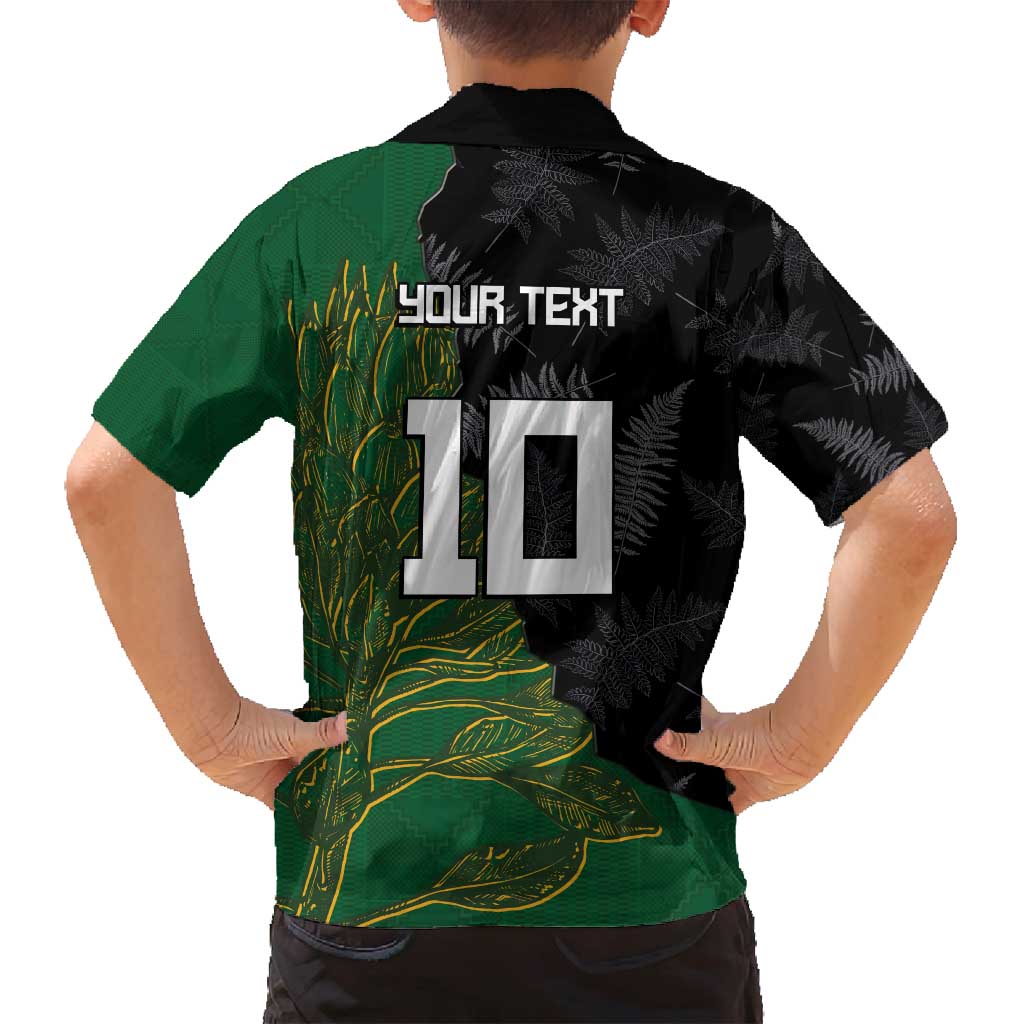 Custom Aotearoa South Africa Rugby Freedom Cup Family Matching Off Shoulder Maxi Dress and Hawaiian Shirt Kiwi Warriors Haka with King Protea Symbol - Polynesian Pride