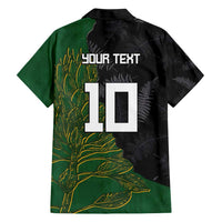 Custom Aotearoa South Africa Rugby Freedom Cup Hawaiian Shirt Kiwi Warriors Haka with King Protea Symbol - Polynesian Pride