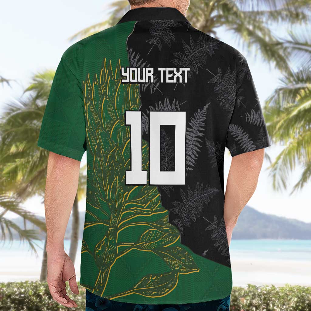 Custom Aotearoa South Africa Rugby Freedom Cup Hawaiian Shirt Kiwi Warriors Haka with King Protea Symbol - Polynesian Pride