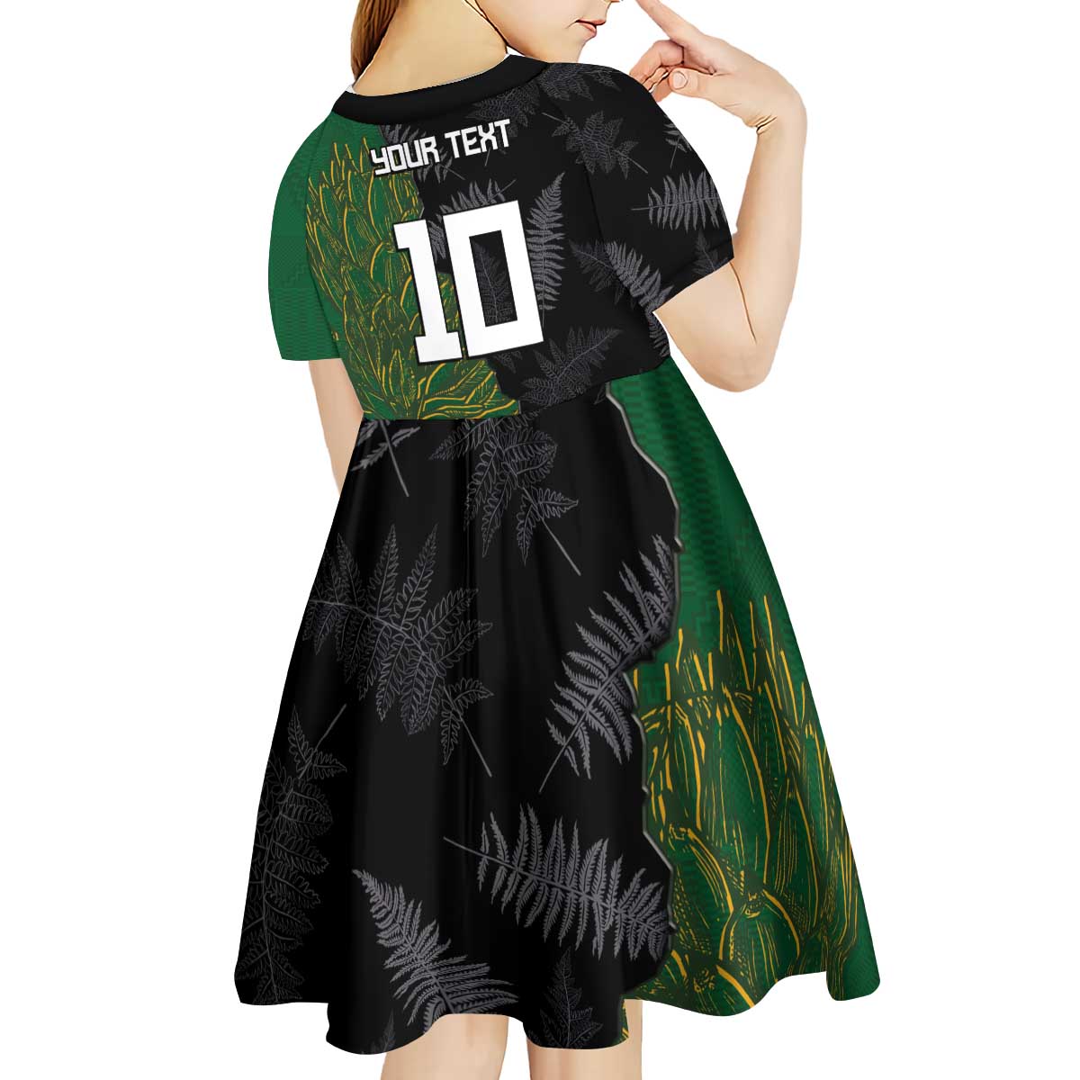 Custom Aotearoa South Africa Rugby Freedom Cup Kid Short Sleeve Dress Kiwi Warriors Haka with King Protea Symbol LT03 - Polynesian Pride