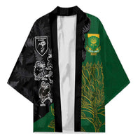 Custom Aotearoa South Africa Rugby Freedom Cup Kimono Kiwi Warriors Haka with King Protea Symbol - Polynesian Pride