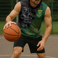 Custom Aotearoa South Africa Rugby Freedom Cup Sleeveless Hoodie Kiwi Warriors Haka with King Protea Symbol - Polynesian Pride