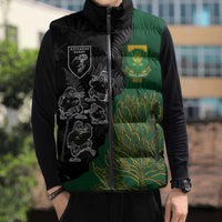 Custom Aotearoa South Africa Rugby Freedom Cup Sleeveless Puffer Jacket Kiwi Warriors Haka with King Protea Symbol - Polynesian Pride