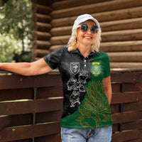 Custom Aotearoa South Africa Rugby Freedom Cup Women Polo Shirt Kiwi Warriors Haka with King Protea Symbol - Polynesian Pride