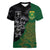 Custom Aotearoa South Africa Rugby Freedom Cup Women V-Neck T-Shirt Kiwi Warriors Haka with King Protea Symbol - Polynesian Pride
