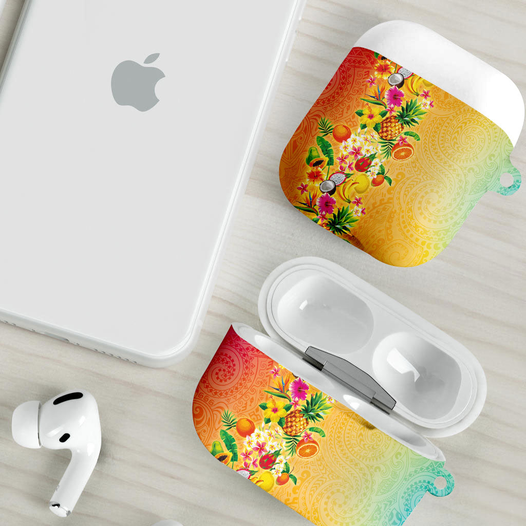 Hawaiian Tropical Fruits and Plants AirPods Case Kakau Pattern Summer Vibe