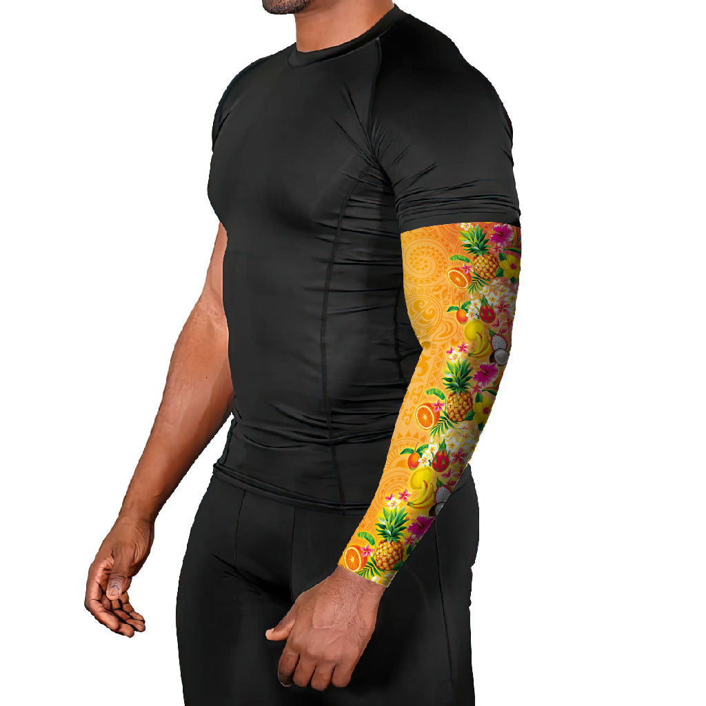 Hawaiian Tropical Fruits and Plants Arm Sleeves Kakau Pattern Summer Vibe
