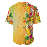 Hawaiian Tropical Fruits and Plants Baseball Jersey Kakau Pattern Summer Vibe