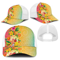 Hawaiian Tropical Fruits and Plants Baseball Net Cap Kakau Pattern Summer Vibe