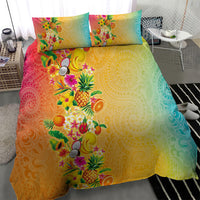 Hawaiian Tropical Fruits and Plants Bedding Set Kakau Pattern Summer Vibe