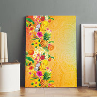 Hawaiian Tropical Fruits and Plants Canvas Wall Art Kakau Pattern Summer Vibe