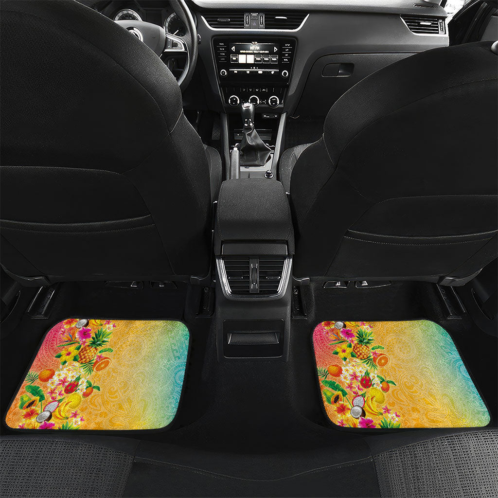 Hawaiian Tropical Fruits and Plants Car Mats Kakau Pattern Summer Vibe