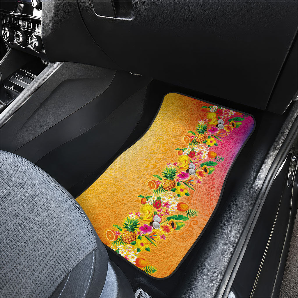 Hawaiian Tropical Fruits and Plants Car Mats Kakau Pattern Summer Vibe