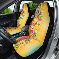 Hawaiian Tropical Fruits and Plants Car Seat Cover Kakau Pattern Summer Vibe