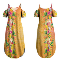 Hawaiian Tropical Fruits and Plants Couples Matching Summer Maxi Dress and Long Sleeve Button Shirt Kakau Pattern Summer Vibe