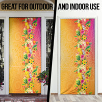 Hawaiian Tropical Fruits and Plants Door Cover Kakau Pattern Summer Vibe