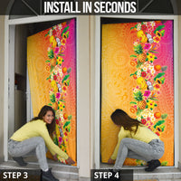 Hawaiian Tropical Fruits and Plants Door Cover Kakau Pattern Summer Vibe