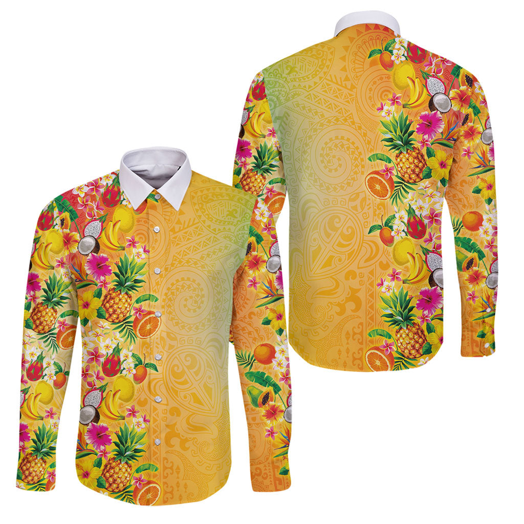 Hawaiian Tropical Fruits and Plants Family Matching Short Sleeve Bodycon Dress and Hawaiian Shirt Kakau Pattern Summer Vibe