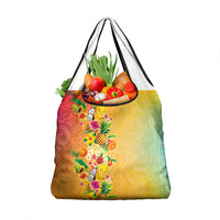 Hawaiian Tropical Fruits and Plants Grocery Bag Kakau Pattern Summer Vibe
