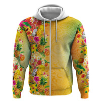 Hawaiian Tropical Fruits and Plants Hoodie Kakau Pattern Summer Vibe