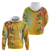 Hawaiian Tropical Fruits and Plants Hoodie Kakau Pattern Summer Vibe