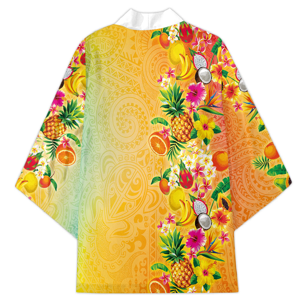 Hawaiian Tropical Fruits and Plants Kimono Kakau Pattern Summer Vibe