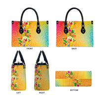 Hawaiian Tropical Fruits and Plants Leather Bag Kakau Pattern Summer Vibe