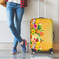 Hawaiian Tropical Fruits and Plants Luggage Cover Kakau Pattern Summer Vibe
