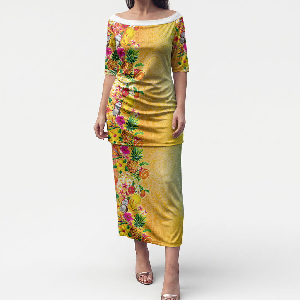 Hawaiian Tropical Fruits and Plants Puletasi Kakau Pattern Summer Vibe