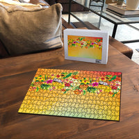 Hawaiian Tropical Fruits and Plants Puzzle Kakau Pattern Summer Vibe