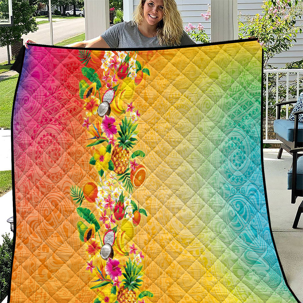Hawaiian Tropical Fruits and Plants Quilt Kakau Pattern Summer Vibe