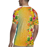 Hawaiian Tropical Fruits and Plants Rugby Jersey Kakau Pattern Summer Vibe