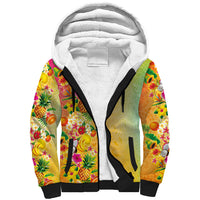 Hawaiian Tropical Fruits and Plants Sherpa Hoodie Kakau Pattern Summer Vibe