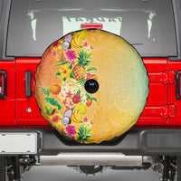 Hawaiian Tropical Fruits and Plants Spare Tire Cover Kakau Pattern Summer Vibe