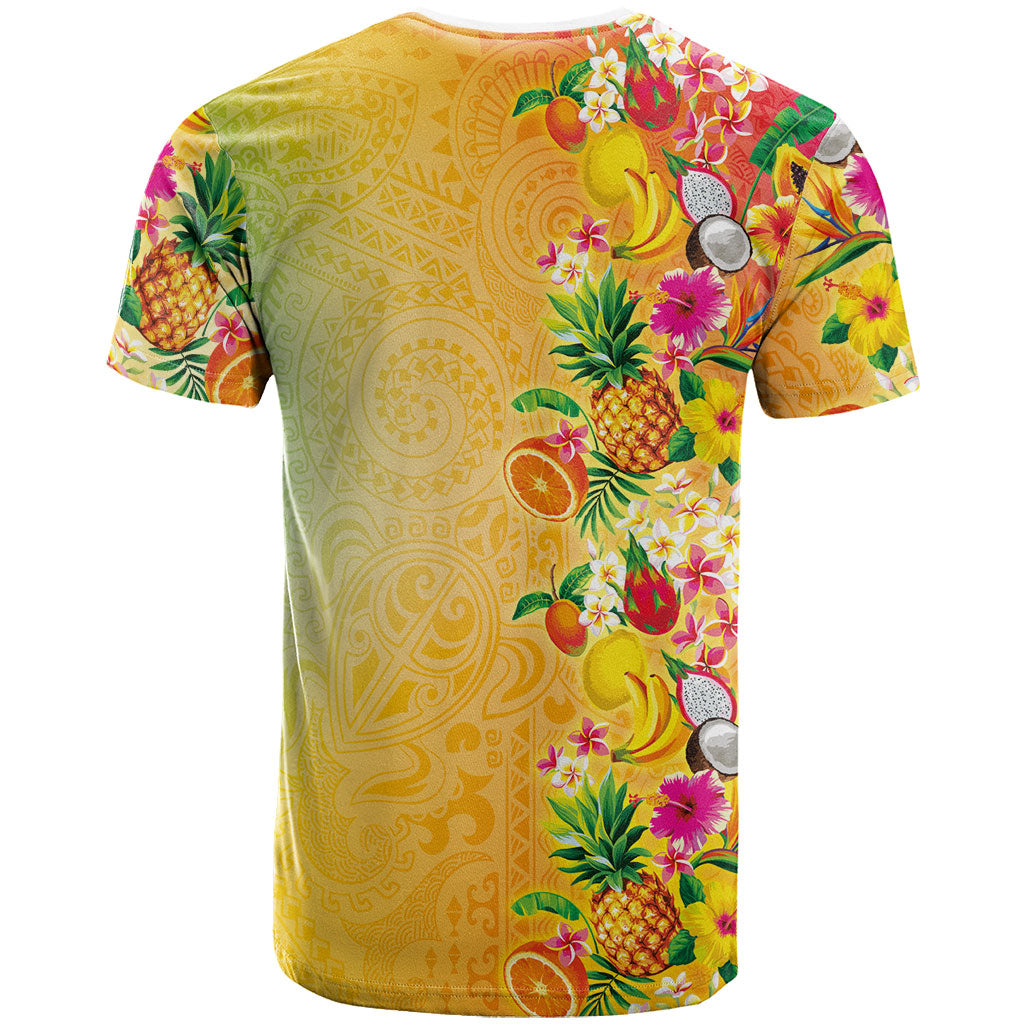 Hawaiian Tropical Fruits and Plants T Shirt Kakau Pattern Summer Vibe