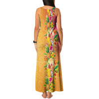 Hawaiian Tropical Fruits and Plants Tank Maxi Dress Kakau Pattern Summer Vibe