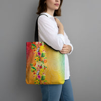 Hawaiian Tropical Fruits and Plants Tote Bag Kakau Pattern Summer Vibe