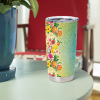 Hawaiian Tropical Fruits and Plants Tumbler Cup Kakau Pattern Summer Vibe