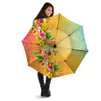 Hawaiian Tropical Fruits and Plants Umbrella Kakau Pattern Summer Vibe