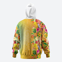 Hawaiian Tropical Fruits and Plants Zip Hoodie Kakau Pattern Summer Vibe