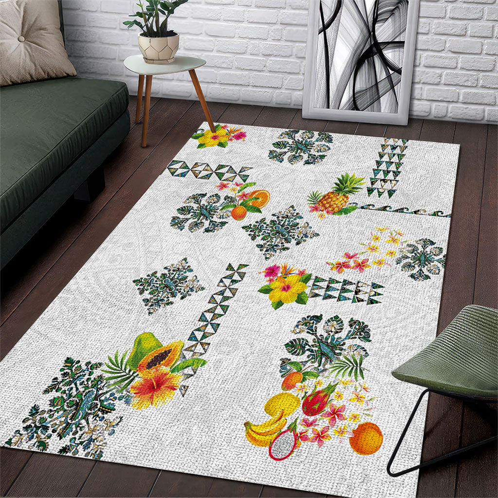 Hawaiian Quilts Area Rug Tropical Fruits and Plants