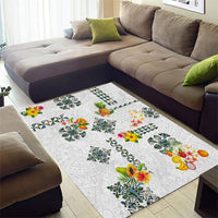Hawaiian Quilts Area Rug Tropical Fruits and Plants