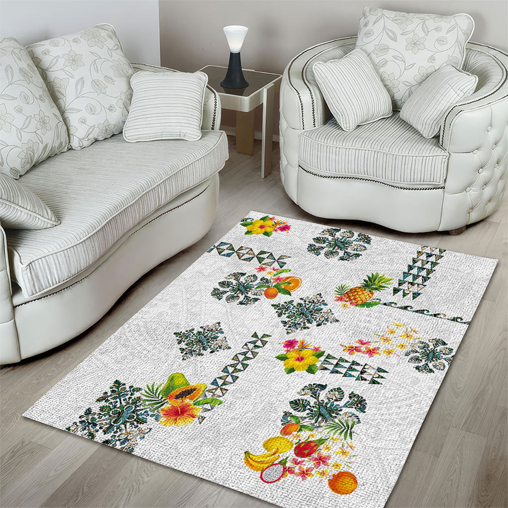 Hawaiian Quilts Area Rug Tropical Fruits and Plants