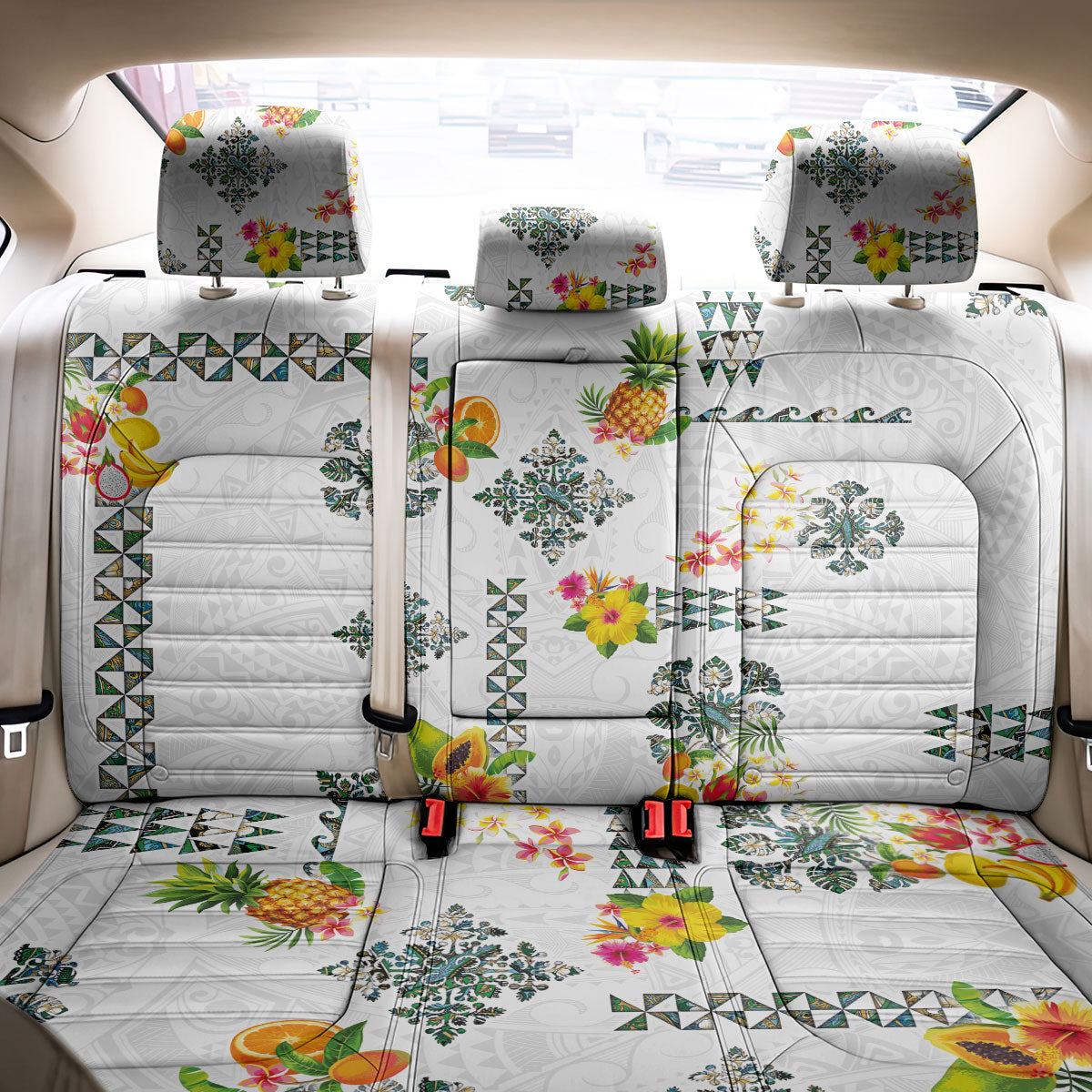 Hawaiian Quilts Back Car Seat Cover Tropical Fruits and Plants