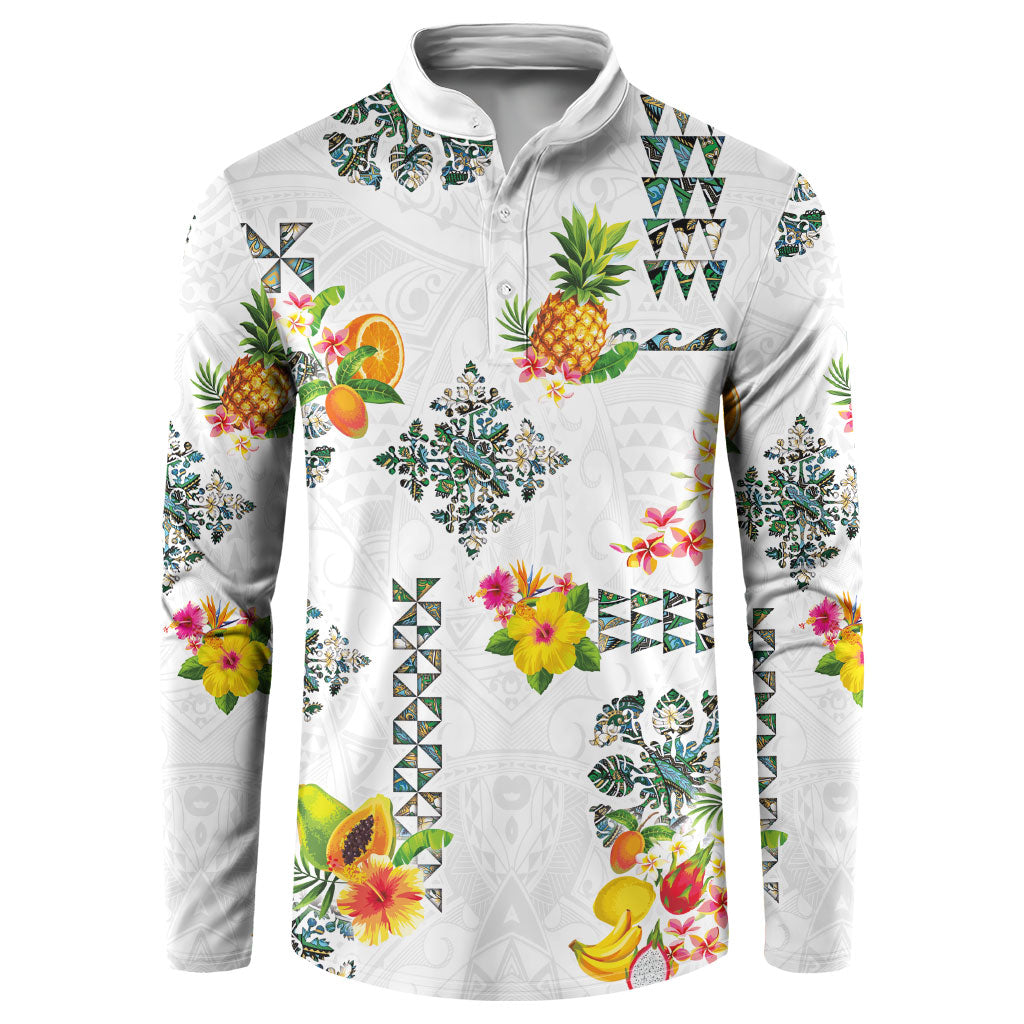 Hawaiian Quilts Button Sweatshirt Tropical Fruits and Plants