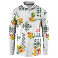 Hawaiian Quilts Button Sweatshirt Tropical Fruits and Plants