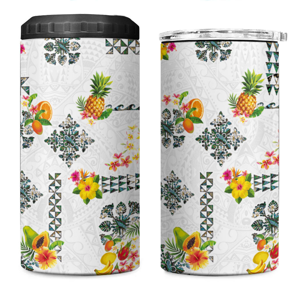 Hawaiian Quilts 4 in 1 Can Cooler Tumbler Tropical Fruits and Plants